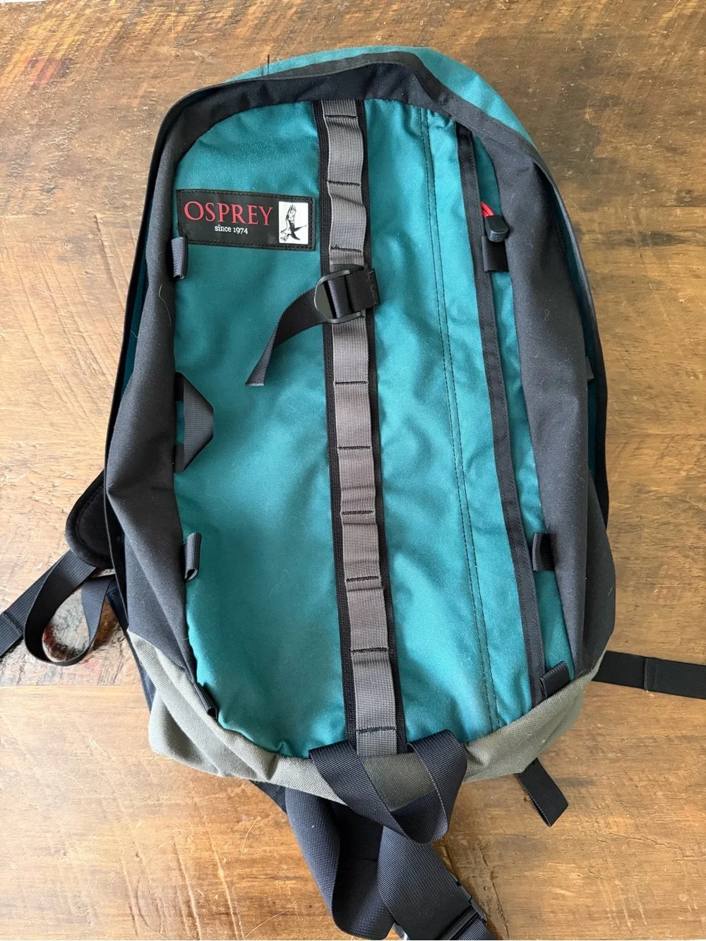 OSPREY Teal and Black Backpack with Gray Accents